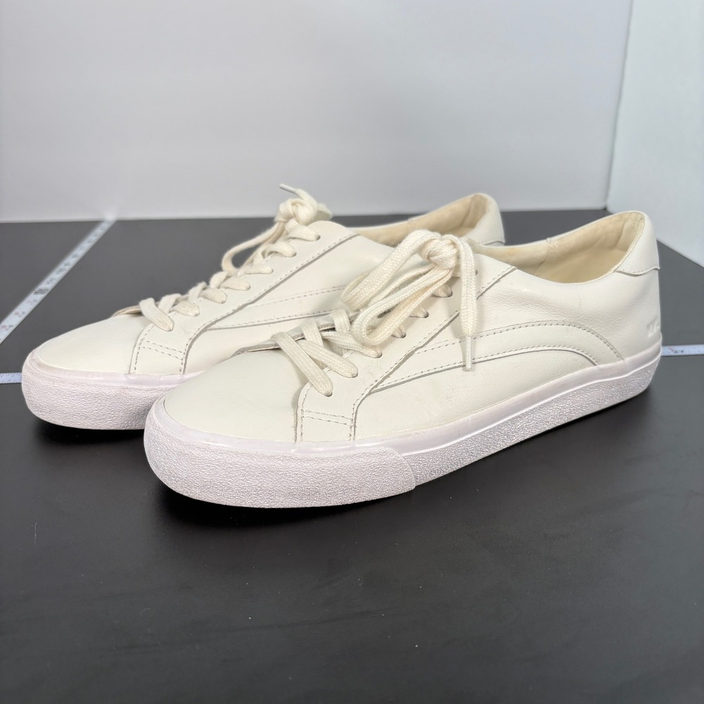 Madewell Womens Sneakers Size 9 White Leather Sidewalk Low Top L3243 Lace Up - Picture 3 of 15